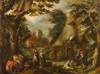 Paisagem rústica, 1590s (óleo sobre painel de carvalho)